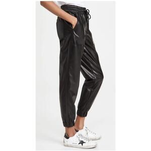 Banana Republic Black Faux Leather Elastic Tie Waist‎ Pants Women's Size Medium